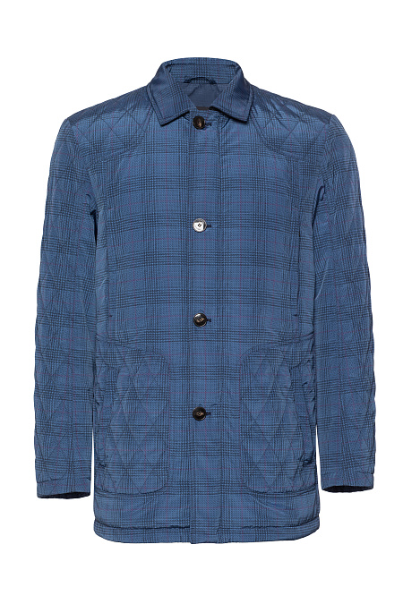 Утепленная куртка средней длины  для мужчин бренда Meucci (Италия), арт. 2798 - фото. Цвет: Синий с принтом. Купить в интернет-магазине https://shop.meucci.ru
