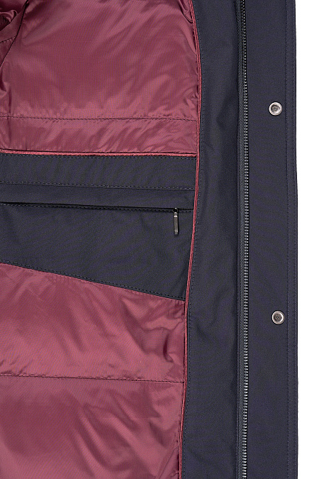 Пуховик средней длины с капюшоном для мужчин бренда Meucci (Италия), арт. 3940 - фото. Цвет: Темно-синий. Купить в интернет-магазине https://shop.meucci.ru
