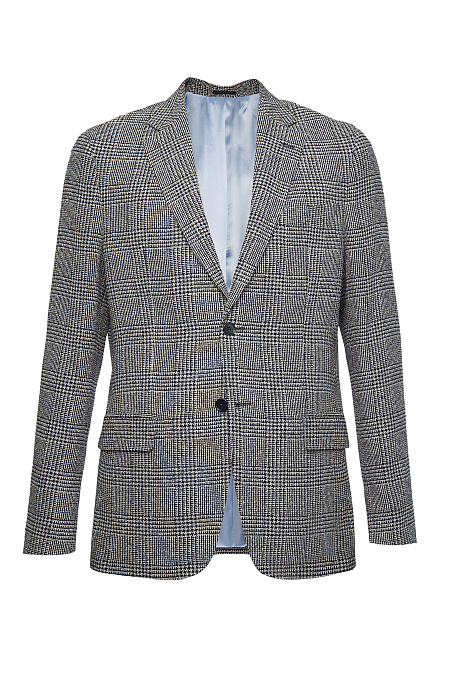 Мужской пиджак из вискозы с хлопком серый в клетку  Meucci (Италия), арт. MI 1200181GB/11720 - фото. Цвет: Серый, клетка. Купить в интернет-магазине https://shop.meucci.ru
