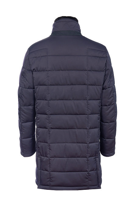 Удлиненная стеганая куртка-пальто с меховым воротником  для мужчин бренда Meucci (Италия), арт. 5870 - фото. Цвет: Темно-синий. Купить в интернет-магазине https://shop.meucci.ru
