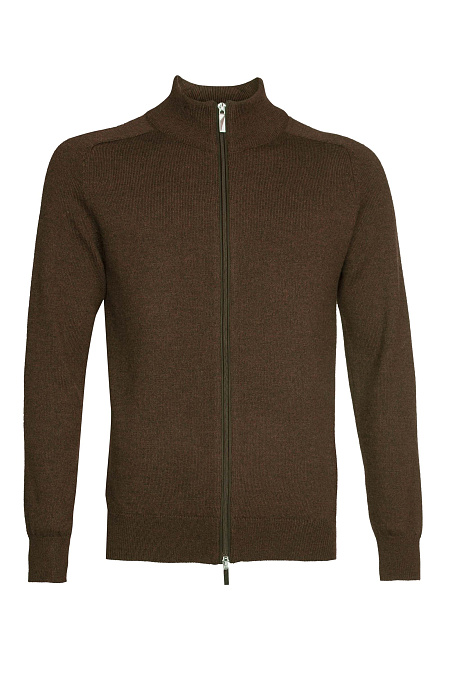 Мужской брендовый кардиган коричневого цвета с застежкой на молнию  арт. FULLZIP/7M1670 Meucci (Италия) - фото. Цвет: Коричневый. Купить в интернет-магазине https://shop.meucci.ru

