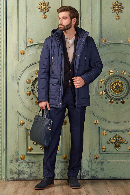 Мужские брюки из шерсти темно-синего цвета  арт. MI 24136320-02 Meucci (Италия) - фото. Цвет: Темно-синий. Купить в интернет-магазине https://shop.meucci.ru
