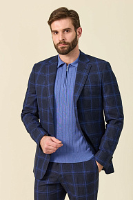 Костюм синий в клетку из смеси шерсти, хлопка и льна  (MI 2200191GB/12016)