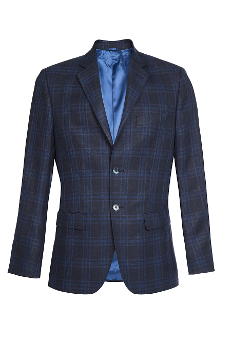 Мужской костюм синий в клетку из смеси льна, шерсти и шелка Meucci (Италия), арт. MI 2200191EZ/11038 - фото. Цвет: Синий в клетку. Купить в интернет-магазине https://shop.meucci.ru
