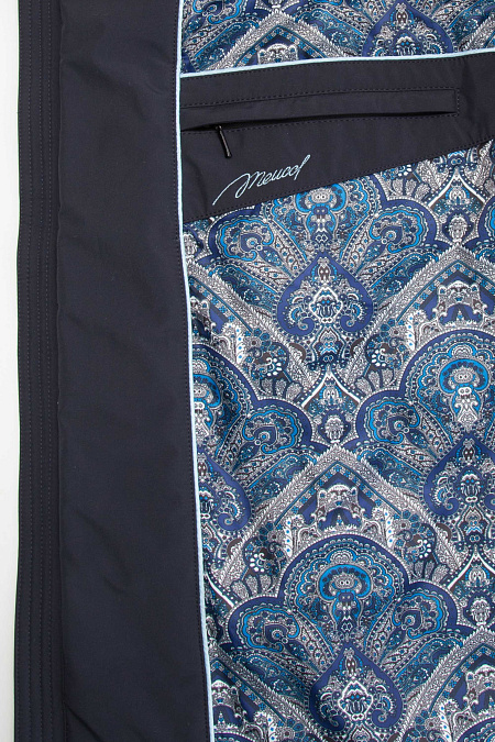  Пуховик с капюшоном и меховой опушкой темно-синего цвета  для мужчин бренда Meucci (Италия), арт. 1845 - фото. Цвет: Темно-синий. Купить в интернет-магазине https://shop.meucci.ru
