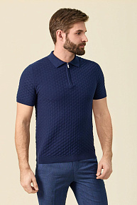 Поло темно-синее из хлопка Пима  (MEU-SS2401/DQSS18)