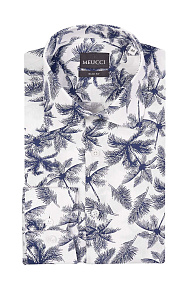 Хлопковая рубашка белая с растительным орнаментом  (SL 10224070/301036)