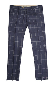 Льняные брюки синего цвета в клетку  (SB 1271 Navy)
