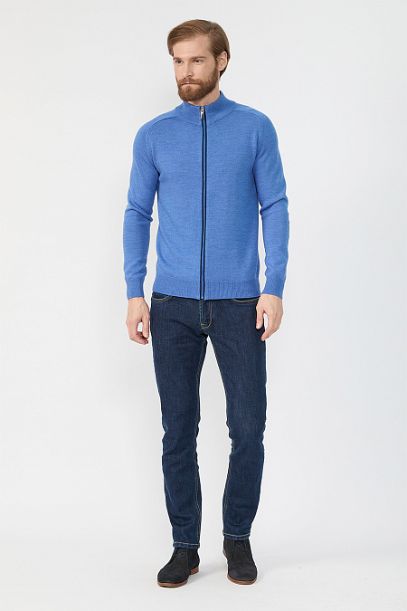 Мужские брендовые джинсы классического кроя зауженные книзу арт. NLW 2102 SL Meucci (Италия) - фото. Цвет: Синий. Купить в интернет-магазине https://shop.meucci.ru
