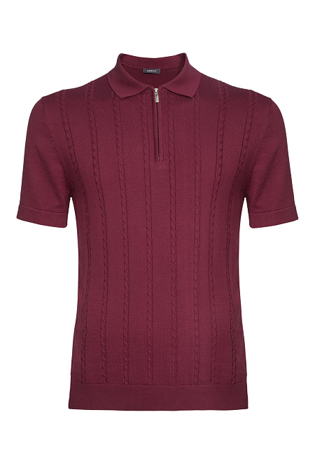 Поло бордовое из хлопка Пима  для мужчин бренда Meucci (Италия), арт. MEU-SS2407/DQSS27 - фото. Цвет: Бордовый, фактурные косы. Купить в интернет-магазине https://shop.meucci.ru
