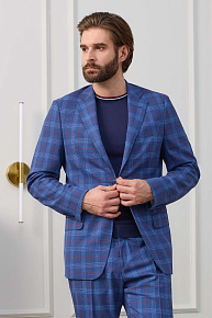 Легкий костюм синий в клетку из тонкой шерсти  (MI 2200191GB/12094)