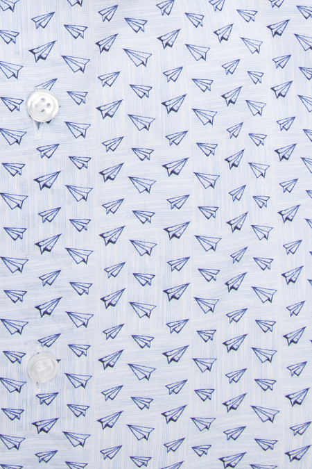Модная мужская рубашка хлопковая голубая с орнаментом  арт. SL 902022 RL 91LA/302208 от Meucci (Италия) - фото. Цвет: Голубой с орнаментом.
