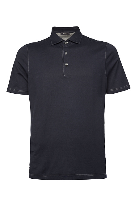 Хлопковое поло на пуговицах темно-синего цвета  для мужчин бренда Meucci (Италия), арт. 73727/60103/590 - фото. Цвет: Темно-синий. Купить в интернет-магазине https://shop.meucci.ru
