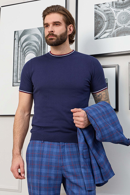 Мужской легкий костюм синий в клетку из тонкой шерсти  Meucci (Италия), арт. MI 2200191GB/12094 - фото. Цвет: Синий, цветная клетка. Купить в интернет-магазине https://shop.meucci.ru
