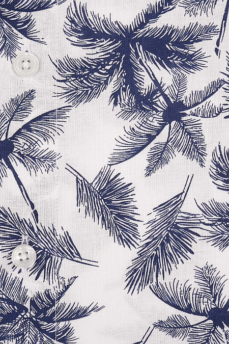 Модная мужская хлопковая рубашка белая с растительным орнаментом  арт. SL 10224070/301036 от Meucci (Италия) - фото. Цвет: Белый, синий принт.
