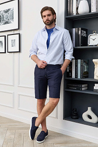 Шорты льняные темно-синего цвета  (SH-LP 2661 Navy)