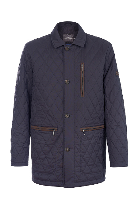 Утепленная стеганая куртка в классическом стиле для мужчин бренда Meucci (Италия), арт. 5230 - фото. Цвет: Темно-синий. Купить в интернет-магазине https://shop.meucci.ru
