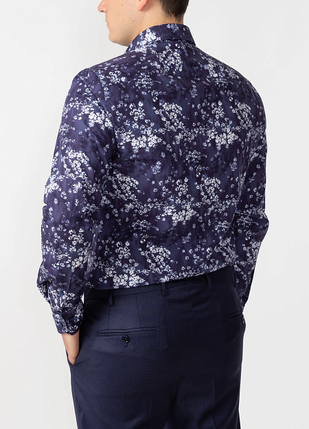 Рубашка для мужчин бренда Meucci (Италия), арт. SL 90202 R PAT 9191/141904 - фото. Цвет: Синий с белым принтом. Купить в интернет-магазине https://shop.meucci.ru
