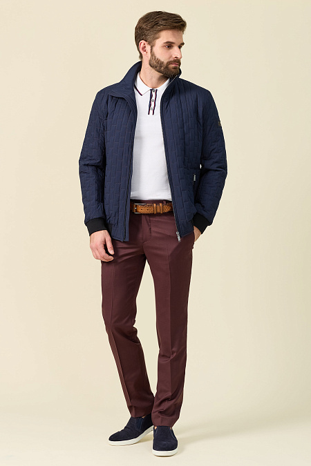 Куртка-бомбер на легком утеплителе темно-синяя для мужчин бренда Meucci (Италия), арт. 2350 - фото. Цвет: Темно-синий. Купить в интернет-магазине https://shop.meucci.ru
