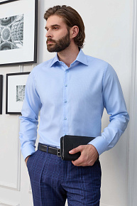 Рубашка с сине-белым микродизайном и эффектом NON IRON  (SL 10224070/301032)