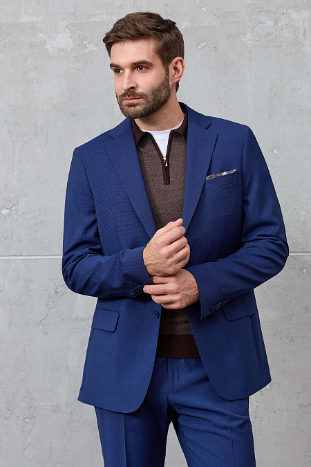 Мужской костюм синего цвета с микродизайном ткани  Meucci (Италия), арт. MI 2200191GB/12092 - фото. Цвет: Синий, микродизайн. Купить в интернет-магазине https://shop.meucci.ru
