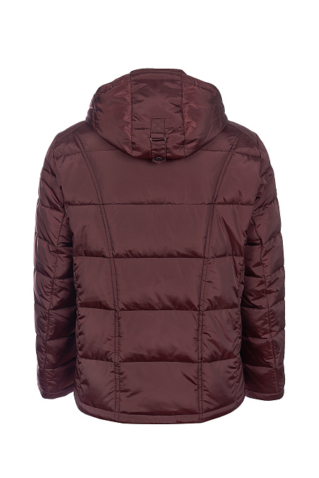 Стеганый короткий пуховик бордового цвета с капюшоном для мужчин бренда Meucci (Италия), арт. 2847 - фото. Цвет: Бордо. Купить в интернет-магазине https://shop.meucci.ru
