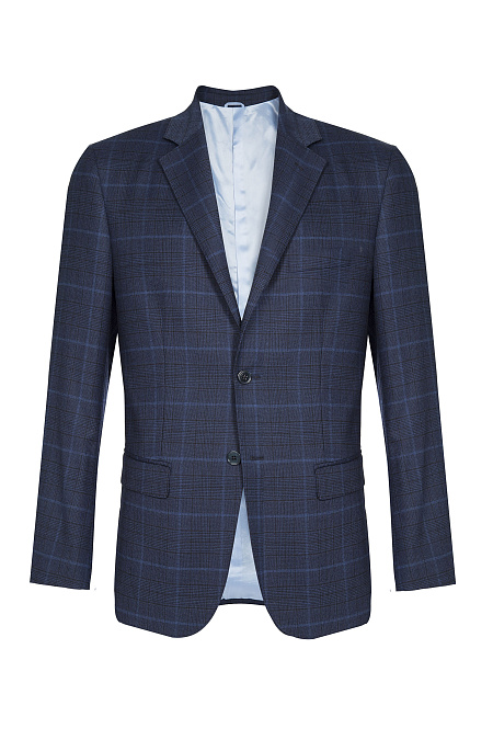 Мужской костюм темно-синий в клетку из шерсти с эластаном Meucci (Италия), арт. MI 2200191DR/11028 - фото. Цвет: Темно-синий в клетку. Купить в интернет-магазине https://shop.meucci.ru
