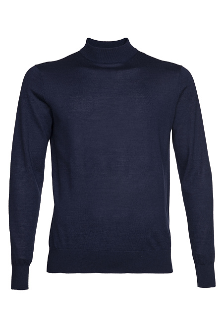 Мужская брендовая водолазка синяя с горловиной стойка из смеси шерсти и шелка  арт. MOCKSILK/5E1251 Meucci (Италия) - фото. Цвет: Темно-синий. Купить в интернет-магазине https://shop.meucci.ru

