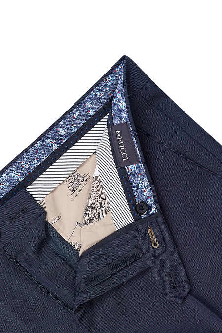 Мужские классические брюки из шерсти  арт. AN 9365 Grey Meucci (Италия) - фото. Цвет: Серо-синий. Купить в интернет-магазине https://shop.meucci.ru
