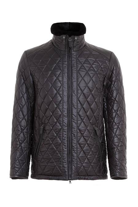 Утепленная стеганая куртка с мехом норки для мужчин бренда Meucci (Италия), арт. 8126/3 - фото. Цвет: Черный. Купить в интернет-магазине https://shop.meucci.ru
