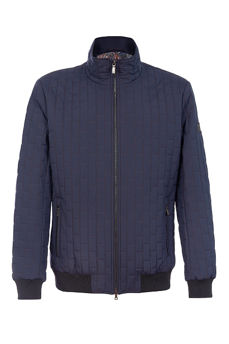 Куртка-бомбер на легком утеплителе темно-синяя для мужчин бренда Meucci (Италия), арт. 2350 - фото. Цвет: Темно-синий. Купить в интернет-магазине https://shop.meucci.ru
