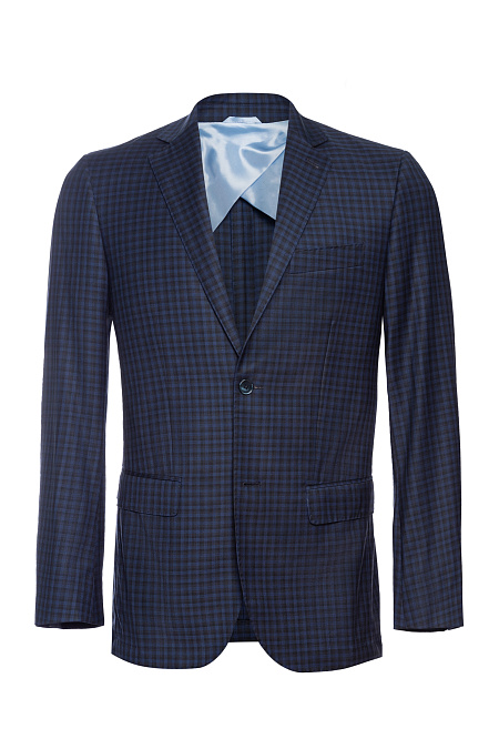 Мужской пиджак синий в мелкую клетку из шерсти  Meucci (Италия), арт. MI 1200181/11607 - фото. Цвет: Синий в клетку. Купить в интернет-магазине https://shop.meucci.ru
