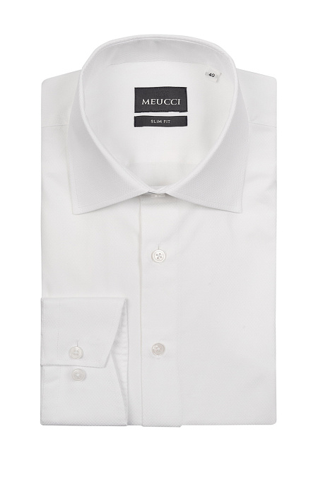 Модная мужская классическая рубашка белая с микродизайном  арт. SL 10224070/301038 от Meucci (Италия) - фото. Цвет: Белый.
