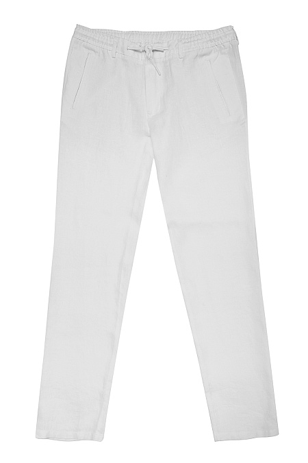 Мужские брюки льняные белого цвета  арт. VB 4676 WHITE Meucci (Италия) - фото. Цвет: Белый. Купить в интернет-магазине https://shop.meucci.ru
