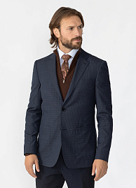 Пиджак из шерсти серо-синий в клетку (MI 1200181/8052)