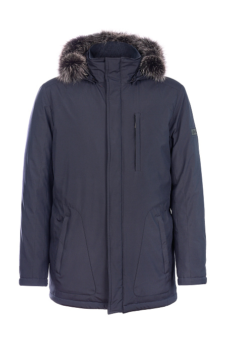 Пуховик средней длины с капюшоном для мужчин бренда Meucci (Италия), арт. 3940 - фото. Цвет: Темно-синий. Купить в интернет-магазине https://shop.meucci.ru
