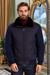 Короткий пуховик-бомбер с меховым воротником  (1797)