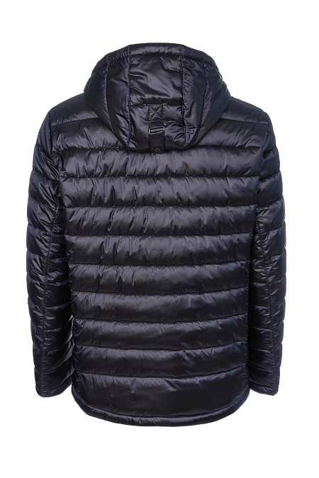 Легкий пуховик с капюшоном темно-синего цвета  для мужчин бренда Meucci (Италия), арт. 4905 - фото. Цвет: Темно-синий. Купить в интернет-магазине https://shop.meucci.ru
