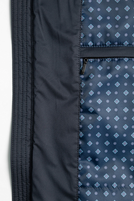 Пуховик средней длины с капюшоном  для мужчин бренда Meucci (Италия), арт. 3883 - фото. Цвет: Темно-синий. Купить в интернет-магазине https://shop.meucci.ru
