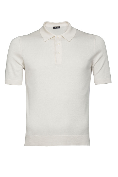 Поло из шелка светло-бежевого оттенка  для мужчин бренда Meucci (Италия), арт. 43110/23503/005 - фото. Цвет: Светло-бежевый. Купить в интернет-магазине https://shop.meucci.ru
