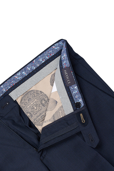 Мужские брюки темно-синие в клетку арт. RD 5869 Navy Meucci (Италия) - фото. Цвет: Темно-синий в клетку. Купить в интернет-магазине https://shop.meucci.ru
