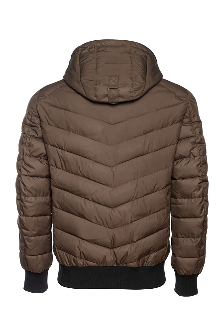 Стеганая короткая куртка-пуховик с капюшоном  для мужчин бренда Meucci (Италия), арт. 7454 - фото. Цвет: Коричневый. Купить в интернет-магазине https://shop.meucci.ru
