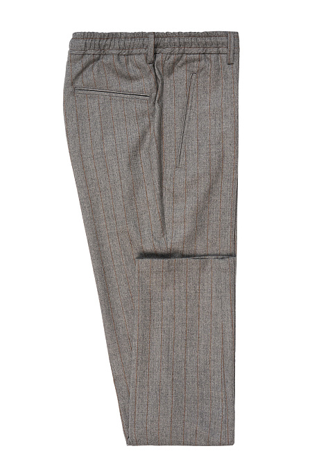 Мужские спортивные брюки из шерсти светло-серые в полоску  арт. MI 2168320-04 Meucci (Италия) - фото. Цвет: Светло-серый в полоску. Купить в интернет-магазине https://shop.meucci.ru
