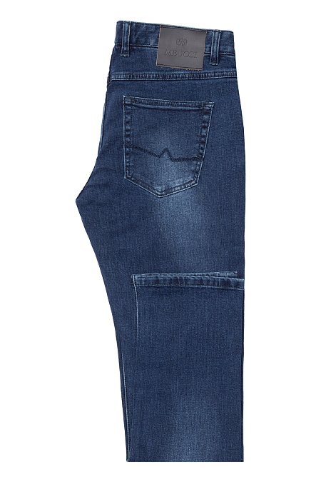 Мужские брендовые джинсы зауженные книзу с эффектом потертости  арт. NLW SL 1903/1 Meucci (Италия) - фото. Цвет: Синий. Купить в интернет-магазине https://shop.meucci.ru
