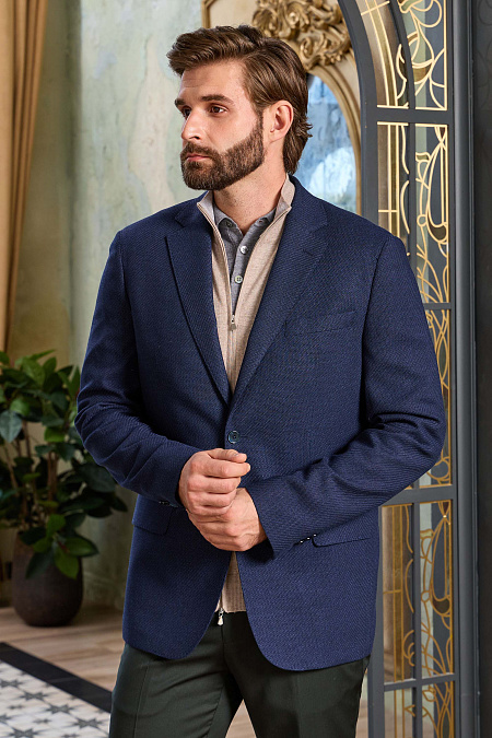 Мужской пиджак синего цвета из смесового шерстяного твида Meucci (Италия), арт. MI 1200181FR/11719 - фото. Цвет: Синий. Купить в интернет-магазине https://shop.meucci.ru
