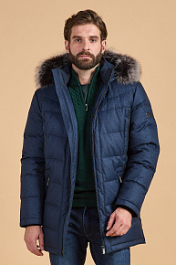 Удлиненный стеганый пуховик с капюшоном  (2021)