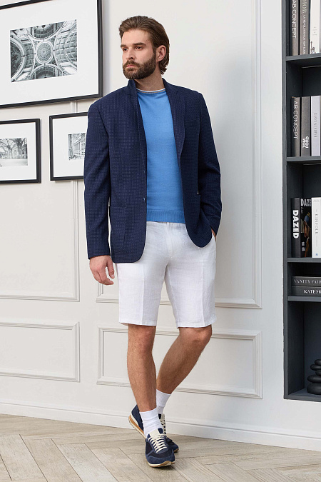 Мужские брендовые шорты льняные белого цвета  арт. SH-LP 2251 White Meucci (Италия) - фото. Цвет: Белый. Купить в интернет-магазине https://shop.meucci.ru
