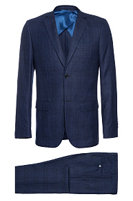 Костюм синий в клетку из льна, шерсти и шелка  (MI 2200191/11005)
