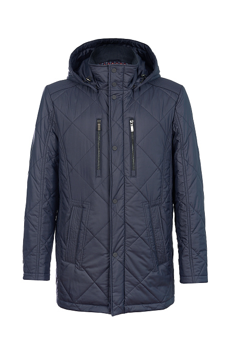 Утепленная стеганая куртка с капюшоном для мужчин бренда Meucci (Италия), арт. 9005 - фото. Цвет: Темно-синий. Купить в интернет-магазине https://shop.meucci.ru
