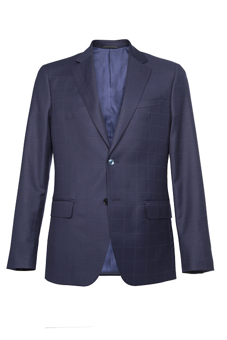Мужской костюм из тонкой шерсти темно-синий в клетку  Meucci (Италия), арт. MI 2200191RD/11059 - фото. Цвет: Темно-синий в клетку. Купить в интернет-магазине https://shop.meucci.ru
